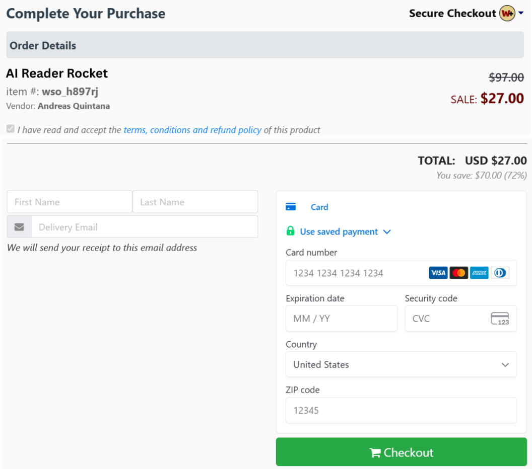 AI Reader Rocket-checkout-page